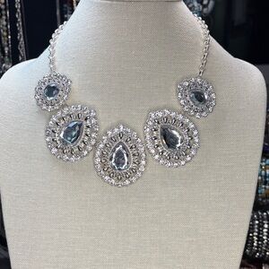 Elegant Silver and Crystal Statement Necklace